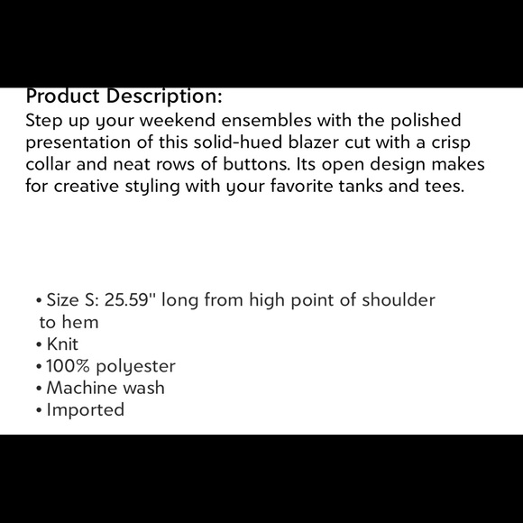 Black Button-Accent Blazer - Picture 3 of 4